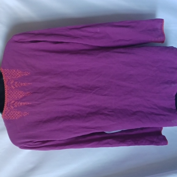 Moda International Purple and Pink Embroidered Cotton Tunic - Picture 5 of 6